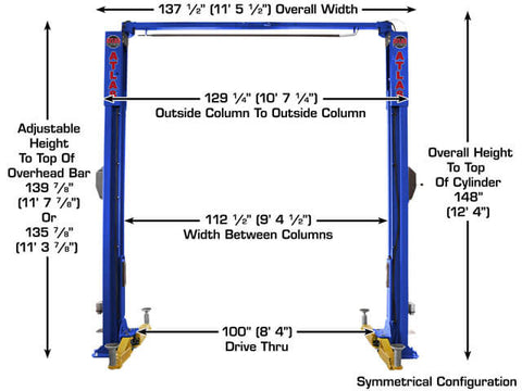 Image of Atlas Automotive Equipment Platinum PVL10 Lift w/ Extension Kit