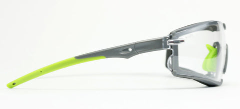 Image of Encon Scudo Safety Glasses Clear Anti-Fog Lens Green Frame Fire Resistant Foam Gasket