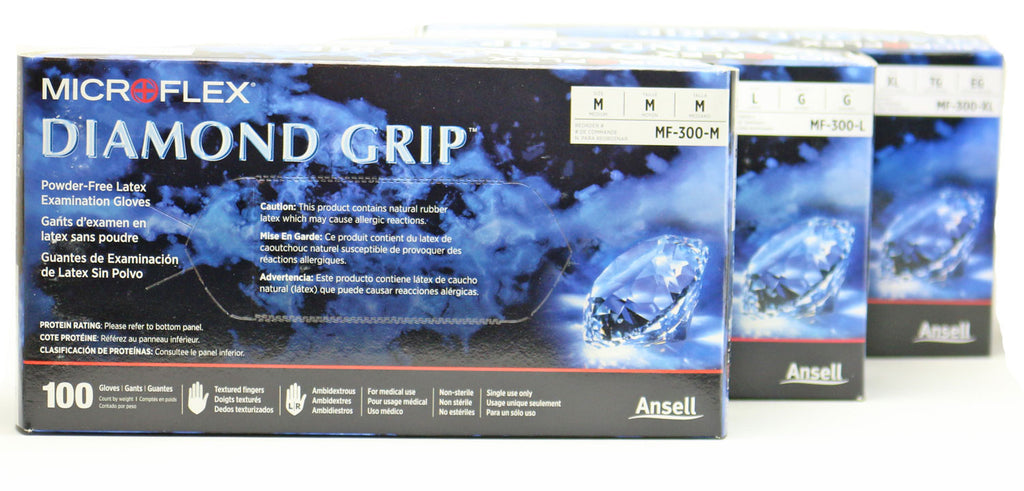 Ansell Diamond Grip Latex Disposable Gloves