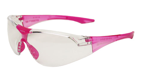 Image of Elvex Delta Plus Avion Slim Fit Girls/Women/Shooting Safety Glasses Clear Lens Pink Frame