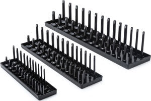 GearWrench 3 Pc. 1/4 Inch, 3/8 Inch & 1/2 Inch Drive Black SAE Socket Storage Tray Set