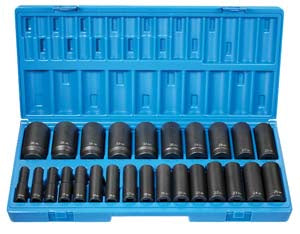 Grey Pneumatic 26 PC 1/2" DR 12 PT DEEP LENGTH METRIC SET