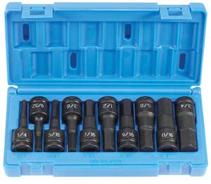 1/2" Drive 10 Piece Hex