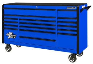 72" 17 Drawer Blue/Black Trim