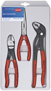 KNIPEX Plier Set 3 Pc. Long Nose,Diag Cutt,Cobra