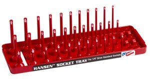 Hansen 1/4" Red SAE 3 Row Deep Socket Holder