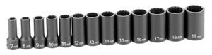 Grey Pneumatic 3/8" Drive 13 Piece Semi Deep 12 Point Metric Set