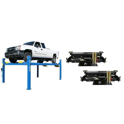 Image of Atlas Automotive Equipment 414 14,000 Pound 4-Post Lift and RJ8 Rolling Jacks Combo
