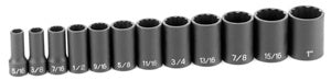 Grey Pneumatic 3/8" Drive 12 Piece Semi Deep 12pt SAE Set