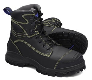 Black Lace-Up Steel Toe Boots - 1