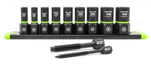 Grip Edge Tools 9-PC 1/4" Drive Metric RPT Socket Extractor Set (Standard Length)