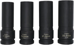 Astro Pneumatic 4pc 1/2" Drive 1/2 Size Thin Wall Lug Nut Socket Set - 17.5 - 22.5mm