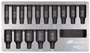 Ingersoll Rand DXS2 Drive Hex Deep Metric Impact Socket Set, 15-Piece