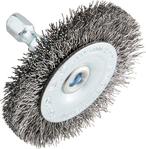 Forney Industries Wire Wheel, Crimped, 2 in x .012 in x 1/4 in Hex Shank