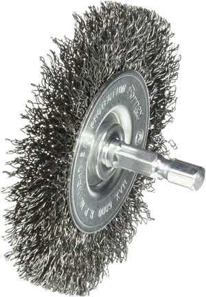 Forney Industries Wire Wheel, Crimped, 3 in x .012 in x 1/4 in Hex Shank