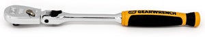 GearWrench 1/4 Inch Drive 90-Tooth Dual Material Locking Flex Head Teardrop Ratchet 8 Inch