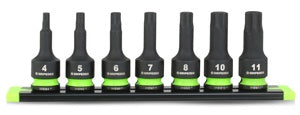 Grip Edge Tools 7-PC 3/8'' Dr Short Metric Impact RPT Hex Driver Set