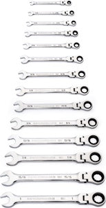 GearWrench 14 Piece 90-Tooth 12 Point Flex Head Ratcheting Combination SAE Wrench Set
