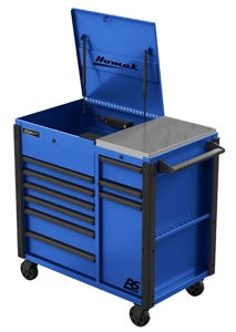 44" Blue 9-Drawer Power Cart