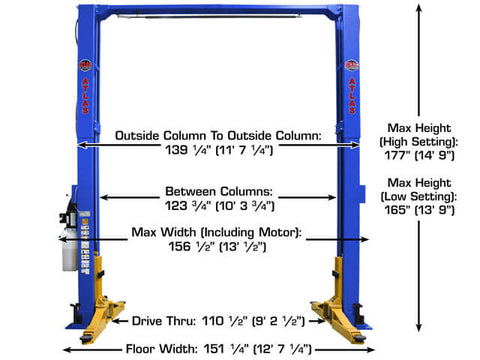 Image of Atlas PVL12 12,000 Pound 2 Post ALI Certified Automotive Lift