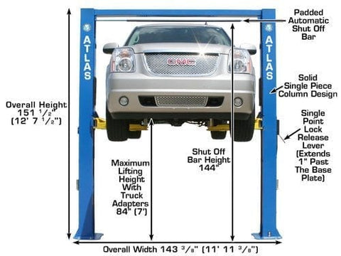 Image of Atlas OHX10000X 10,000 Pound Extra Tall Extra Wide 2 Post Lift