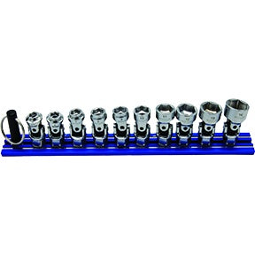 VIM TOOLS 10 Piece Dual Drive and Spring Loaded Stubby Universal Socket Set - 1/4"  Drive  Metric 6 point DDSUJM400