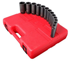 SUNEX SOCKET SET IMPACT 1/2IN. DRIVE 13 PC DEEP SAE 6 PT