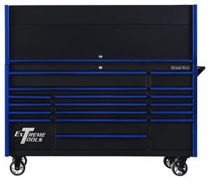 72" Black/Blue Trim Hutch