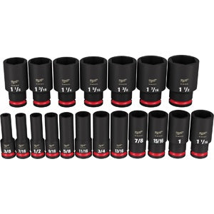 Milwaukee Tool 19PC SHOCKWAVE Impact Duty 1/2" Drive SAE Deep 6 Point Socket Set