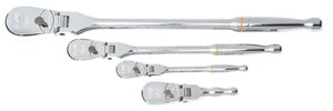 GearWrench 4 Piece 1/4 Inch, 3/8 Inch & 1/2 Inch Drive 90-Tooth Flex Head Teardrop Ratchet Set