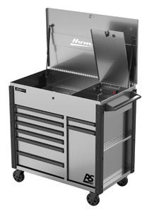 44" Grey 8-Drawer Power Cart
