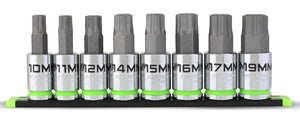 Grip Edge Tools 8-PC 1/2" Drive Metric RPT Hex bit socket set