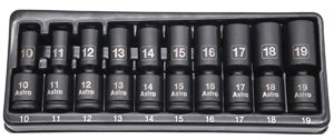 Astro Pneumatic 10pc 3/8" Drive Mid-Length Pinless Universal Impact Sockets - Metric