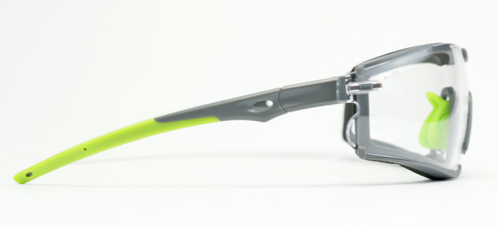 Encon Scudo Safety Glasses Clear Anti-Fog Lens Green Frame Fire Resistant Foam Gasket