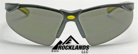 Image of Elvex Elite Safety/Sun Glasses Grey PC Lens/Black Frame/Yellow Tips SG-200G