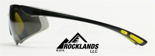 Elvex Elite Safety/Sun Glasses Grey PC Lens/Black Frame/Yellow Tips SG-200G