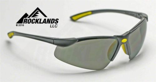 Elvex Elite Safety/Sun Glasses Grey PC Lens/Black Frame/Yellow Tips SG-200G