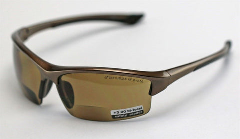 Image of Elvex Delta Plus Sonoma RX350 Bifocal Safety/Reading Glasses Brown 1.0 to 3.0 Mag Z87.1