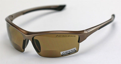 Image of Elvex Delta Plus Sonoma RX350 Bifocal Safety/Reading Glasses Brown 1.0 to 3.0 Mag Z87.1
