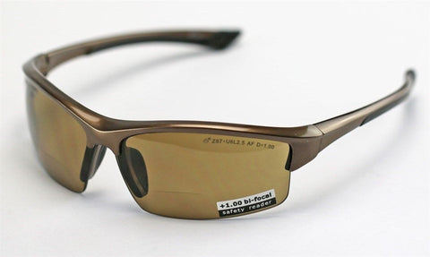 Image of Elvex Delta Plus Sonoma RX350 Bifocal Safety/Reading Glasses Brown 1.0 to 3.0 Mag Z87.1