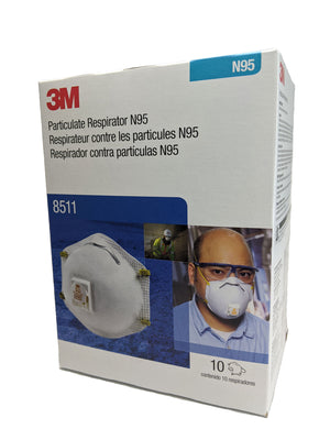3M N95 Respirator Mask, model 8511, 1 box, 10 masks