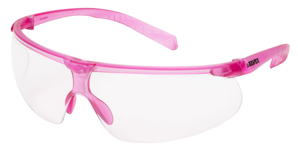 Elvex Delta Plus Helium 20 Safety Glasses Pink Frame Clear Anti-Fog Lens