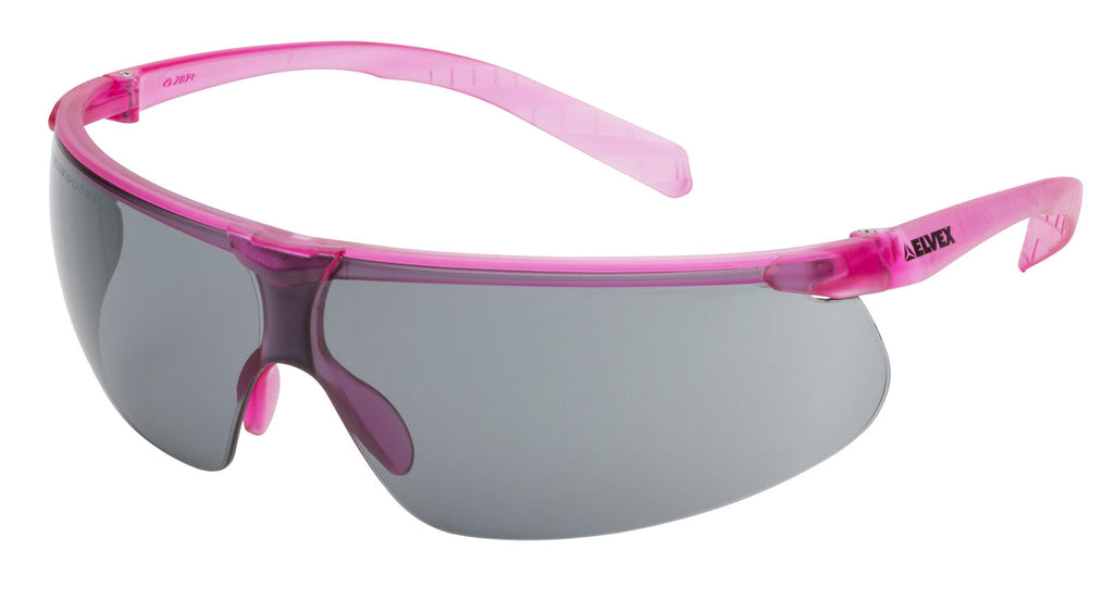 Elvex Delta Plus Helium 20 Safety/Sun Glasses Pink Frame Grey Anti-Fog Lens