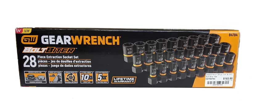 GearWrench 28 Piece 1/4" & 3/8" Drive Bolt Biter Impact Extraction set