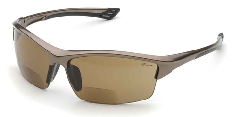 Image of Elvex Delta Plus Sonoma RX350 Bifocal Safety/Reading Glasses Brown 1.0 to 3.0 Mag Z87.1