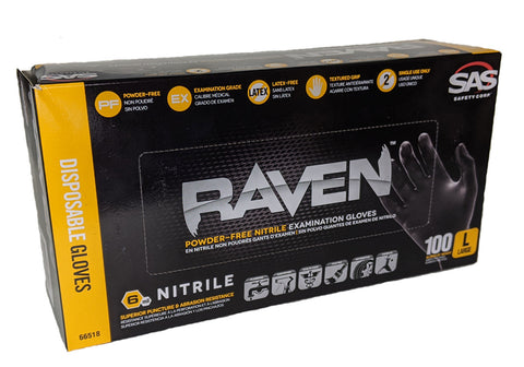 Image of SAS Safety 66518 Raven Powder-Free Nitrile Gloves Size