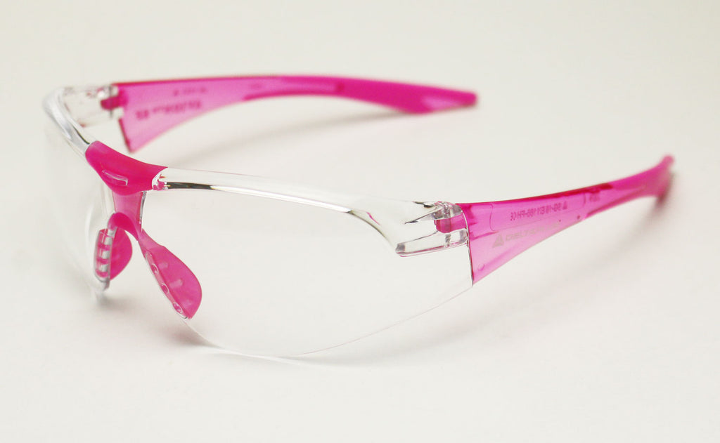 Elvex Delta Plus Avion Slim Fit Girls/Women/Shooting Safety Glasses Clear Lens Pink Frame