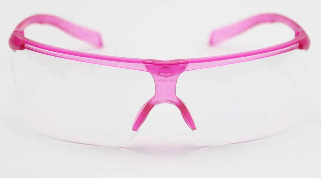 Elvex Delta Plus Helium 20 Safety Glasses Pink Frame Clear Anti-Fog Lens
