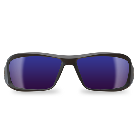 Edge Eyewear Brazeau Safety/Sun Glasses Black/Blue Mirror Lens Ballistic XB138