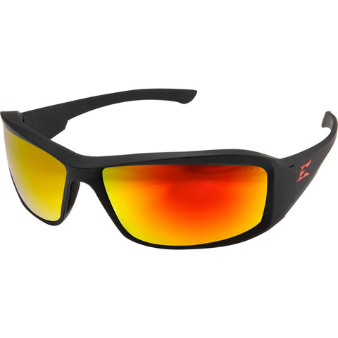 Image of Edge Eyewear Brazeau Torque Safety/Sun Glasses Matte Black Frame with Aqua Precision Red Mirror Lens XBAP139